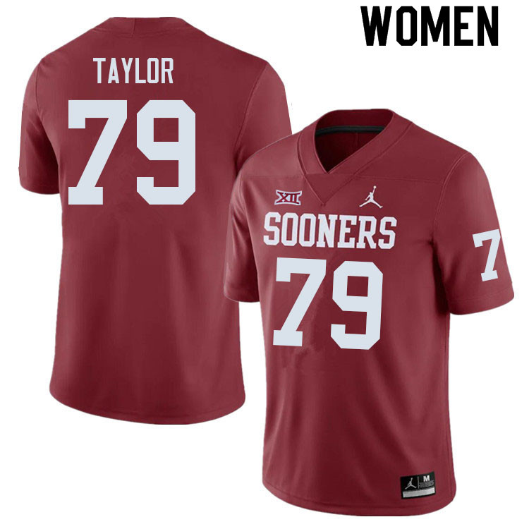Women #79 Jake Taylor Oklahoma Sooners College Football Jerseys Sale-Crimson - Click Image to Close
